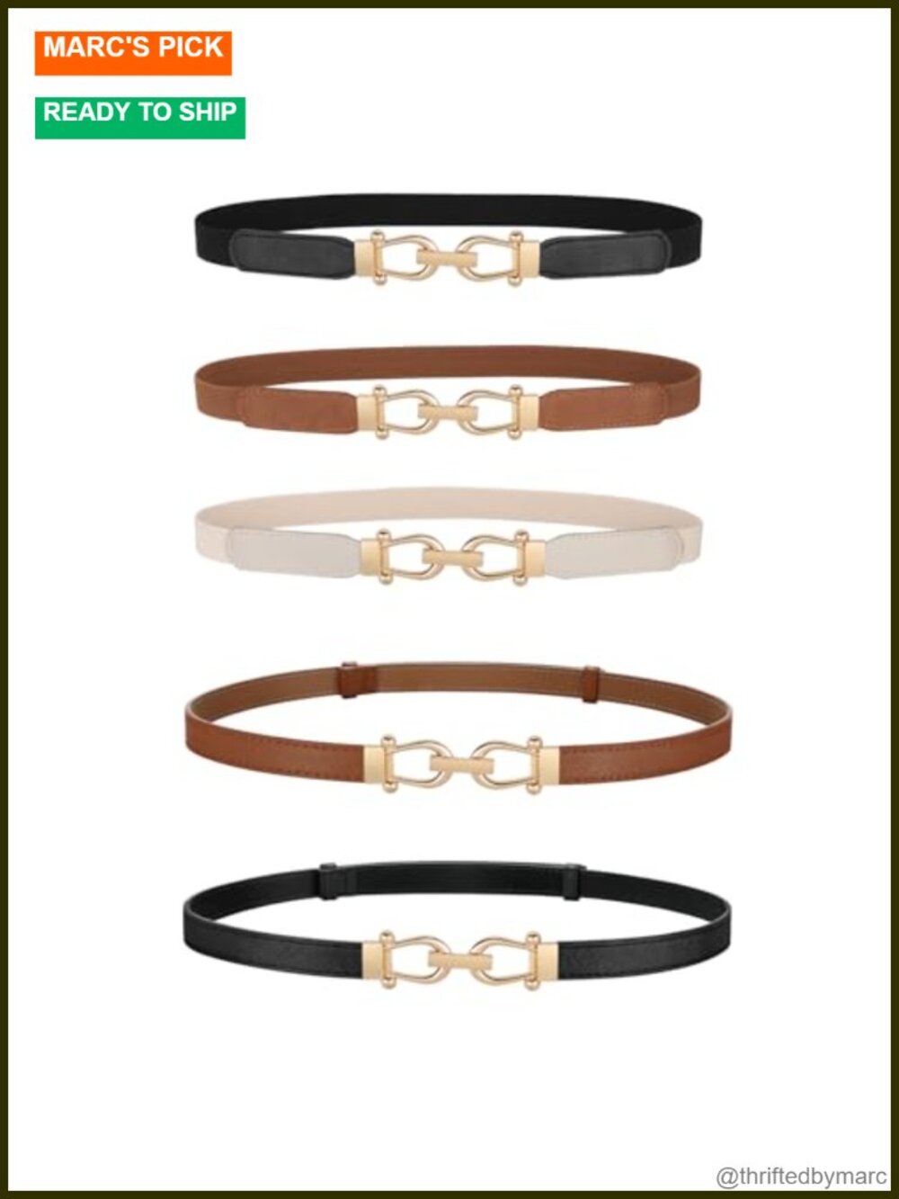 Women's Elastic & PU Leather Adjustable Belt Set with Buckle